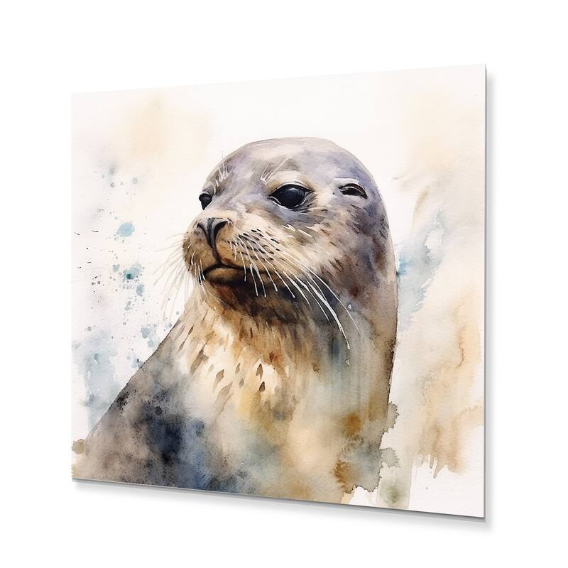 Designart "Curious Sea Lion II" Animals Metal Wall Art Bed Bath